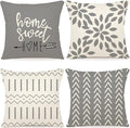 YCOLL Pillow Covers 22x22 Set of 4, Modern Sofa Throw Pillow Cover, Decorative Outdoor Linen Fabric Pillow Case for Couch Bed Car，Gray