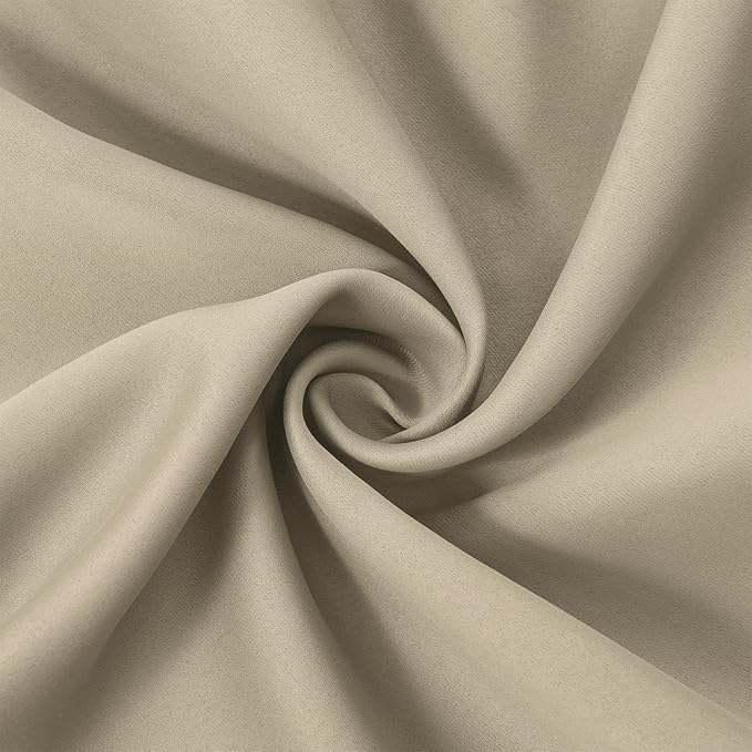 LEMOMO Beige Blackout Curtains 66 x 63 Inch Length/Set of 2 Curtain Panels/Thermal Insulated Room Darkening Blackout Curtains for Bedroom
