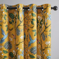 Topfinel 102 Inches Long Mustard Yellow Luxury Curtains for Living Room Bedroom, Blackout Vintage Art Deco Victorian Curtains Floral Lemon Hummingbird Printed Grommet Drape 102 Inch Length