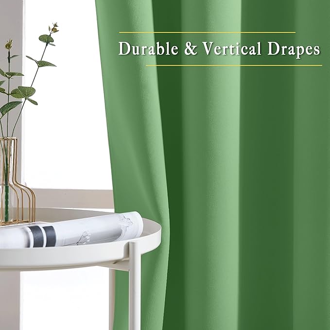 NICETOWN Blackout Curtain Panels 90 - Window Treatment Energy Saving Thermal Insulated Solid Grommet Blackout Drapes for Living Room (Forest Green, 1 Pair, 66 by 90-Inch)