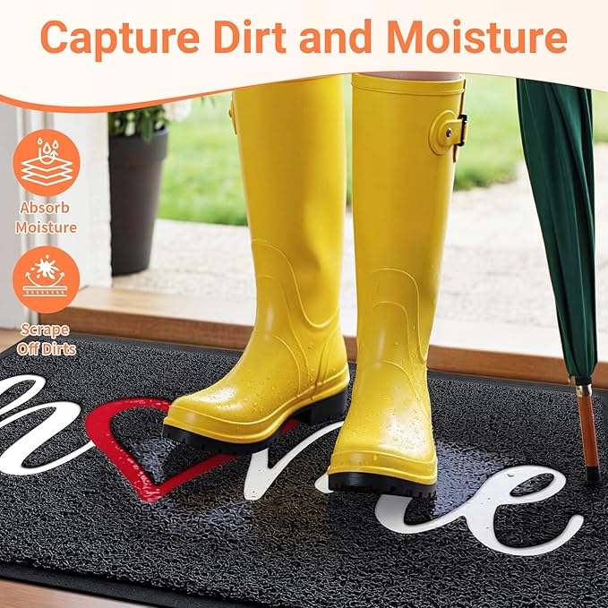 StepLively Door Mat Home Welcome Mats Outdoor and Indoor, Heavy-Duty Low-Profile Non-Slip Front Welcome Mat for Home Entrance, Outside Entry, Yard, Floor, Patio, Ideal (35''x24'', Black)