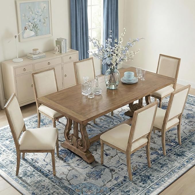 RELEANY Area Rugs 9'x12' Washable Non-Slip, Floral Vintage Distress Print Pattern Medallion Carpet for Living Room Bedroom Dining Room, Light Blue Navy Beige Gray White