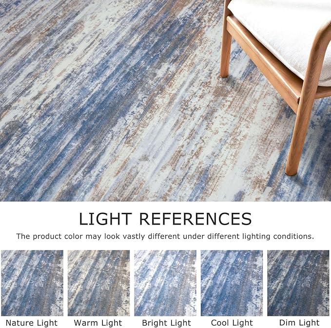 KOZYFLY Modern Abstract Washable Rug Runner 2.6x14 Hallway Rug Runner Non-Slip Soft Kitchen Runner Rugs, Blue Rust Striped Carpet for Entryway Bathroom Laundry Room Foyer