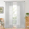 BGment Long Linen Curtains 102 Inch Length for Living Room, Light Grey Sheer Window Drapes for Bedroom Farmhouse Decor with Rod Pocket Lightweight Rustic Textured, 2 Panels Set, Each 52 Inch Wide