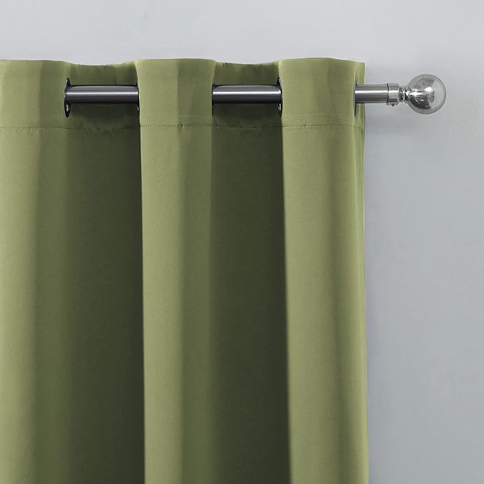 LEMOMO Olive Green Blackout Curtains 42 x 63 Inch Length/Set of 2 Curtain Panels/Thermal Insulated Room Darkening Blackout Curtains for Bedroom