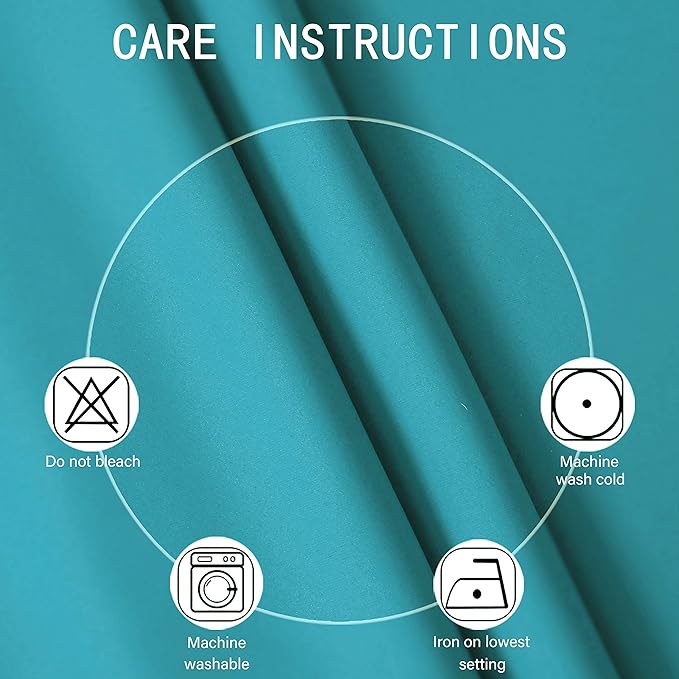 LEMOMO Teal Blackout Curtains 34 x 84 Inch Length/Set of 2 Curtain Panels/Thermal Insulated Room Darkening Blackout Curtains for Bedroom