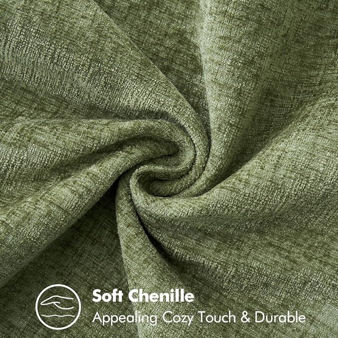 MIULEE Pack of 2 Couch Throw Pillow Covers 18x18 Inch Sage Green Farmhouse Decorative Pillow Covers with Stitched Edge Soft Chenille Solid Dyed Spring Pillow Covers for Sofa Bed Living Room