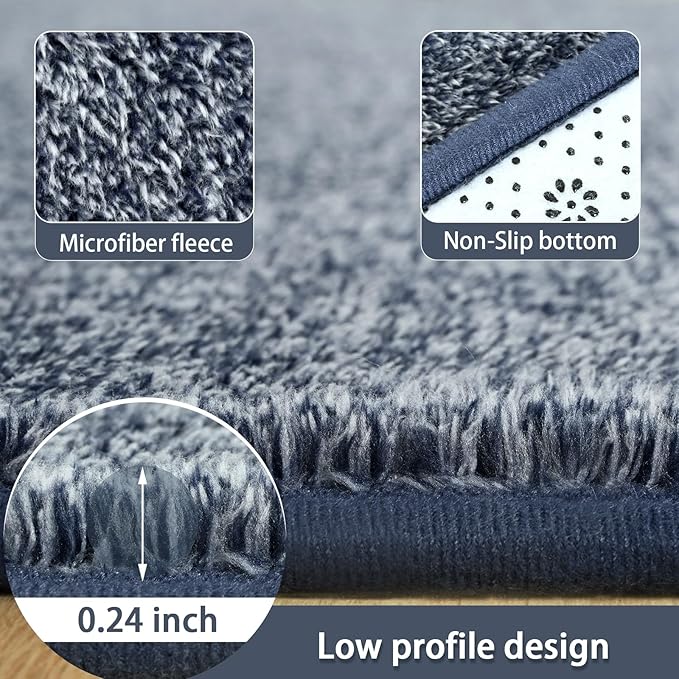 AROGAN Washable 5×7 Living Room Rug, Modern Area Rugs with Soft Memory Foam for Bedroom, Minimalist Non-Slip Indoor Floor Carpet for Dining Room Office Kids Playroom Decor, Navy Blue