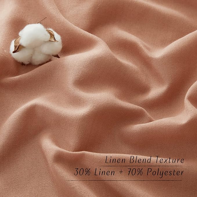 NICETOWN Rustic Linen 144 inch Long Curtains for Living Room, Grommet Privacy Added Thick Linen Weave with Light Filter Window Curtains & Drapes for Bedroom, Terracotta, W55 x L144, 2 Panels