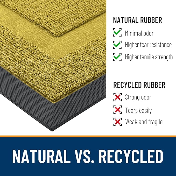 OLANLY Front Door Mat Indoor Outdoor Entrance, Waterproof All-Season, All-Weather Doormat, Sturdy Natural Rubber, Low Profile, Easy Clean Patio Porch Entryway Mat, 47x23, Lime Green