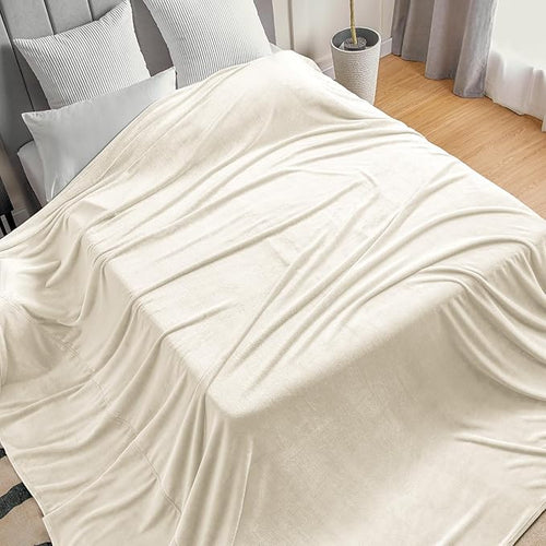 BEDELITE Fleece Blanket Extra Large Blankets for Bed, Luxury Plush Cozy Fuzzy Blanket 120x120 inches, Super Soft Warm Lightweight Throw Blanket All Seasons Suitable, Cream