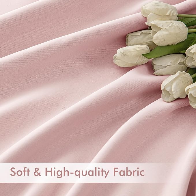 MIULEE Baby Pink Back Tab Blackout Curtains 102 Inch Long 2 Panels Set for Living Room Bedroom, Rod Pocket/Pinch Pleated Thermal Insulated Room Darkening Light Blocking Floor to Ceiling Drapes