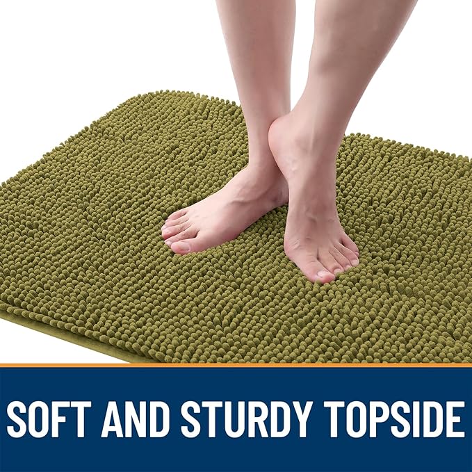 OLANLY Dog Door Mat for Muddy Paws 40x32, Absorbs Moisture and Dirt, Absorbent Non-Slip Washable Doormat, Quick Dry Chenille Mud Mat, Entry Indoor Entryway Carpet for Inside Floor, Willow Green