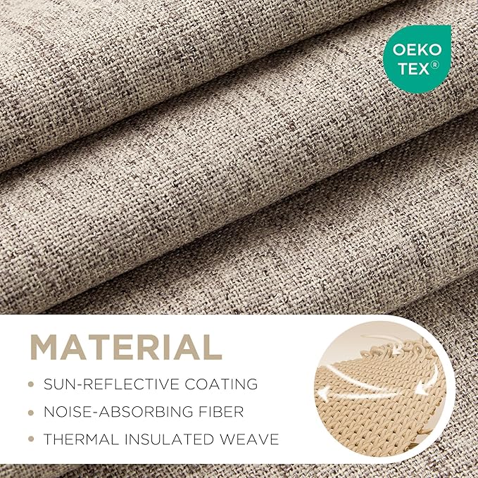 Joydeco Linen Blackout Curtains for Bedroom - 100% Light Blocking 1 Panels, Linen Drapes 100" W x 108" L, Thermal Insulated Room Darkening Curtains for Living Room, Rod Pocket & Back Tabs