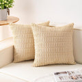 Pack of 2 Corduroy Decorative Throw Pillow Covers 26x26 InchSoft Striped Pillow Covers Modern Farmhouse Home Decor for Sofa Living Room Couch Bed（Beige）