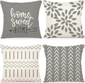 YCOLL Pillow Covers 18x18 Set of 4，Modern Sofa Throw Pillow Cover, Decorative Home Outdoor Linen Fabric Geometric Pillow Case for Couch Bed Car，Gray