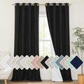 NICETOWN Vintage Open Linen Weave Flax Thermal Curtains, 100% Blackout Curtains 102 inches Long for Dining Room, Soundproof Window Treatment Drapes for Hall Room, Black, 52" Wide Per Panel, Set of 2