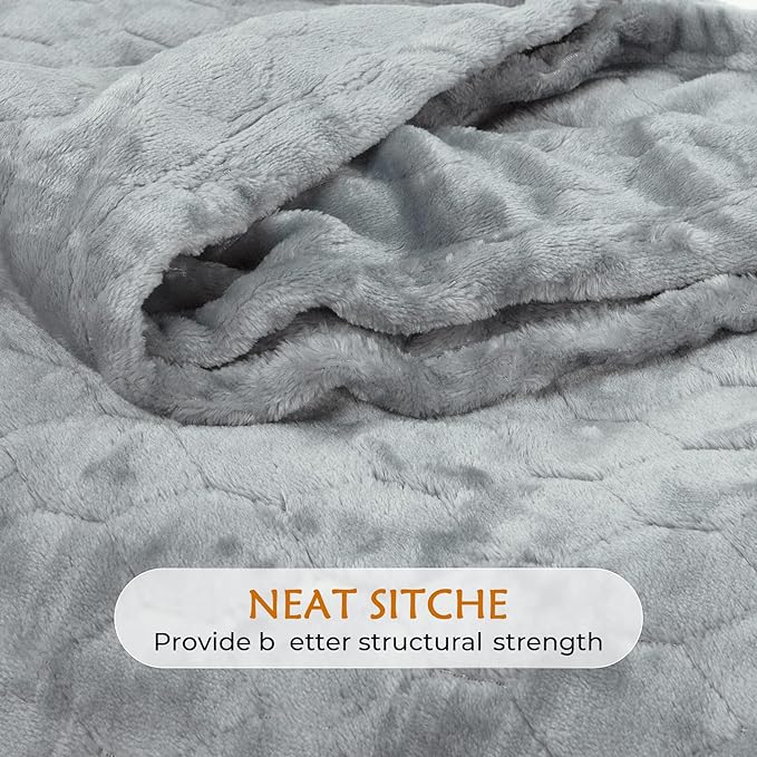 TOONOW Fleece Bed Blanket King Size 90x108 inches, Super Soft Fluffy Fuzzy Plush Blanket Geometric Pattern Cozy Microfiber Flannel Blankets for Couch, Bed, Sofa, Light Grey