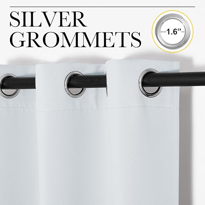 NICETOWN Bedroom Blackout Curtains Panels, 1 Pair, 55 inches by 94 Inch, Greyish White, Triple Weave Energy Saving Thermal Insulated Solid Grommet Blackout Draperies for Patio