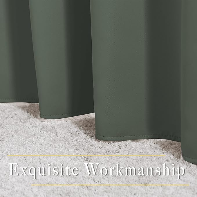 NICETOWN Bedroom Blackout Curtains 95 inch Length - Triple Weave Energy Saving Thermal Insulated Solid Grommet Blackout Draperies for Patio/Hall (1 Pair, 80 inches Wide, Dark Mallard)