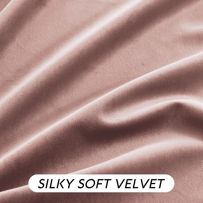 RYB HOME Dusty Pink Velvet Curtains 72 inches with Hook Belt, Soft Fabric Room Darkening Thermal Insulated Luxurious Home Decor Curtains for Living Room Bedroom, W 52" x L 72", 2 Panels Set
