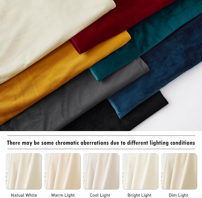 RYB HOME Ivory White Velvet Curtains 72 inches with Hook Belt, Soft Fabric Room Darkening Thermal Insulated Luxurious Home Decor Curtains for Living Room Bedroom, W 42" x L 72", 2 Panels Set
