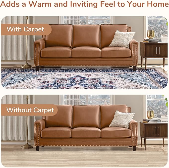 OPPODREAM Soft Entryway Rug 2x8, 2x8 Rug Runner, Washable Hallways Carpet 2 x 8 with Non Slip Backing, Low-Pile Bedside Carpet 2 x 8, Long, Faux Cashmere, Navy Blue & Red & Cream