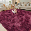 8x10 Area Rugs for Living Room Bedroom, Large Area Rug Shaggy Carpet Soft Plush Furry Bedside Rug, Rugs for Home Decor (Burgundy, 8 x 10)