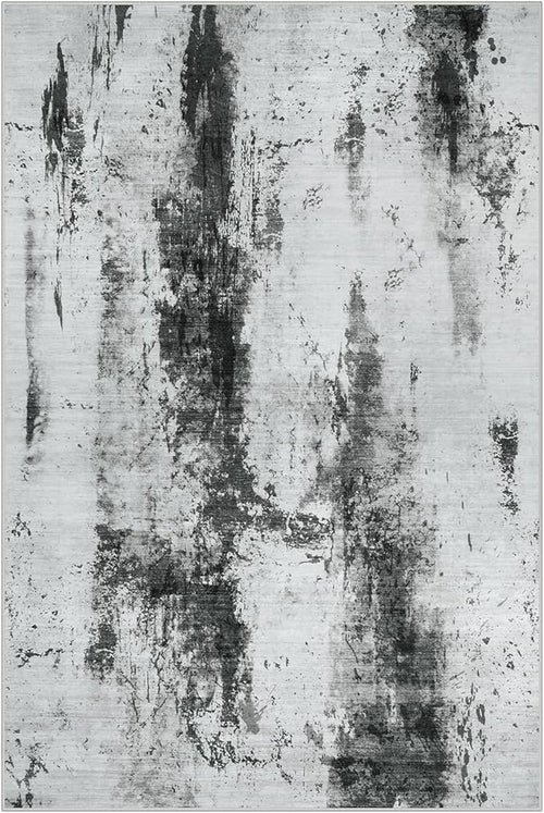 5x7 Area Rugs Washable Rug: Modern Abstract Living Room Rug Soft Anti-Skid Thin Carpet Indoor Floor Non-Shedding Carpets for Bedroom Dining Room Farmhouse Nursery Home Office Black White Grey