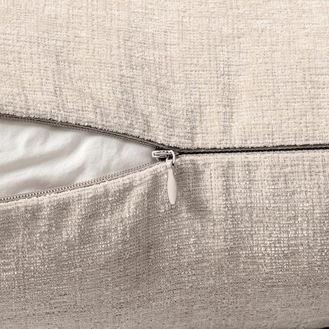 MIULEE Pack of 2 Couch Throw Pillow Covers 18x18 Inch Soft Light Brown Chenille Pillow Covers for Sofa Living Room Solid Dyed Pillow Cases