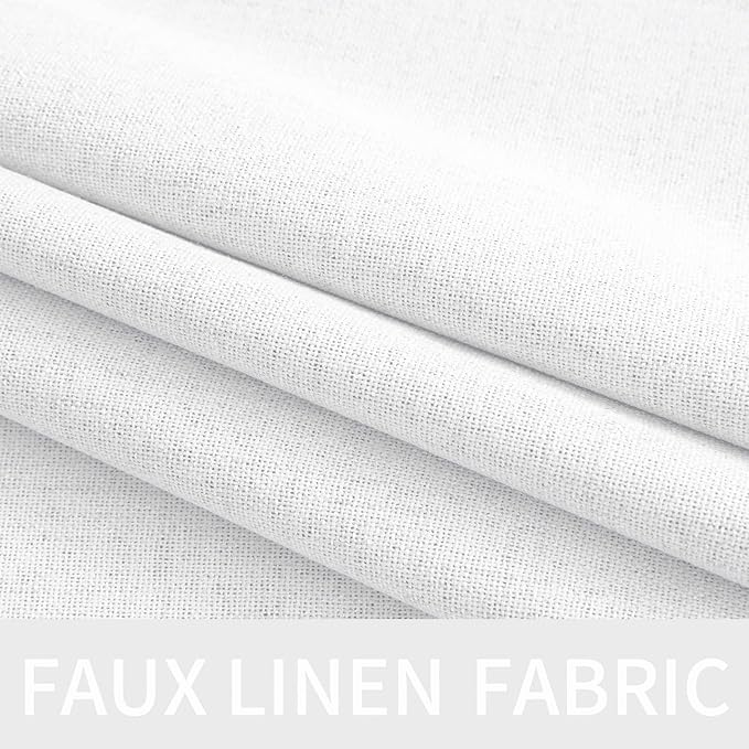MIULEE Linen Textured Curtains for Bedroom Solid 100% Blackout Thermal Insulated Bright White Grommet Room Darkening Curtains & Drapes Luxury Decor for Living Room Nursery 52 x 45 Inch (2 Panels)