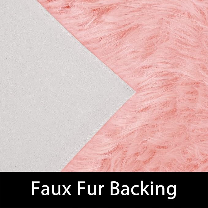 Latepis Pink Area 8x10 Shaggy Faux Sheepskin Fur Rug for Living Room Floor Cute Plush Carpet for Bedroom Girls Soft Furry Rug Luxury Home Decor