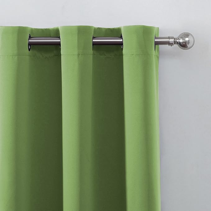 LEMOMO Light Green Thermal Blackout Curtains/42 x 95 Inch/Set of 2 Panels Room Darkening Curtains for Bedroom