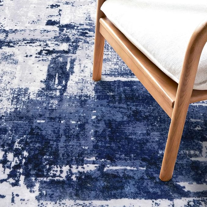 KOZYFLY Small Area Rug 2x3 Rug Entryway Rugs Indoor Non-Slip Modern Abstract Machine Washable Rug Navy Blue, Kitchen Mats for Floor Front Door Rug with Low Pile Small Carpet Floor Mats for Home
