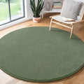 Amearea Sage Green Round Area Rugs 4ft Washable Circle Rugs for Bedroom Living Room, Fluffy Indoor Thickened Memory Foam Rug, Non Slip Minimalist Circular Carpet for Kids Boy Girl Dorm Nursery Room