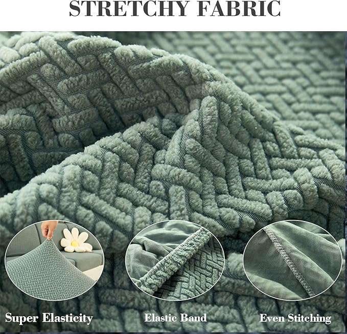 Sofa Covers Couch Covers for Sofa Pet Friendly Couch Cushion Covers Universal Sofa Covers Washable Stretch Slipcovers for Sectional Sofa (Texture Green,Extra Large Single Seat Cover)
