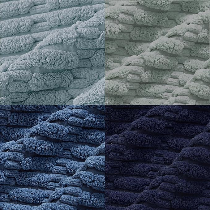 Fancy Homi Set of 4 Blue Boho Decorative Throw Pillow Covers 24x24 Inch for Couch Bed Sofa, Aesthetic Modern Bohemian Room Decor, Soft Fuzzy Fluffy Cozy Corduroy Coastal Blue Cushion Case 60x60cm