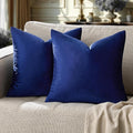 GIGIZAZA Blue Decorative Throw Pillow Covers, 20x20 Velvet Square Solid Couch Pillows for Bedroom Set of 2 Modern Home Decor Super Soft Cushion Pillowcases