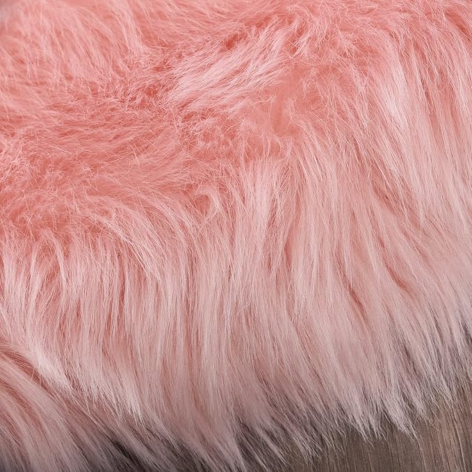 Latepis Pink Faux Sheepskin Round Rugs 6.7ft Cute Furry Rug for Bedroom Girls Large Circle Rug for Living Room Entertainment Room Fluffy Rugs Luxury Home Decor