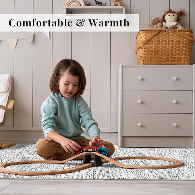 2x6 Washable Hallway Runner Rug - Moroccan Non-Slip Indoor Table Long Runners for Entryway Soft Low Pile Neutral Rugs for Kitchen Waterproof Geometric Carpet for Bedroom Bathroom Laundry 2x6 Grey