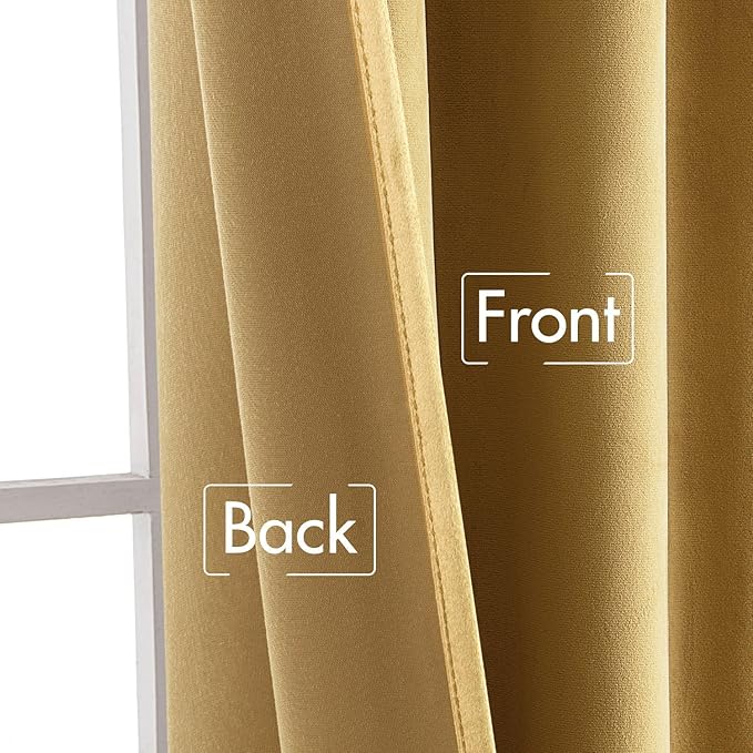 MIULEE Velvet Curtains 108 inches - Luxury Blackout Curtains for Bedroom Living Room Thermal Insulated Super Soft Window Drapes Rod Pocket & Back Tab, Golden, W52 x L108 inches, 2 Panels
