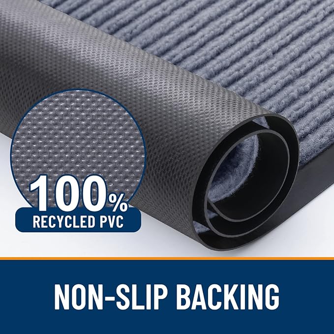 OLANLY Front Door Mat Indoor Outdoor Entrance, Waterproof Heavy Duty Doormat, Fade Resistant, Low Profile, Easy Clean Patio Porch Welcome Floor Mats for Entry, 71x23, Ash Grey
