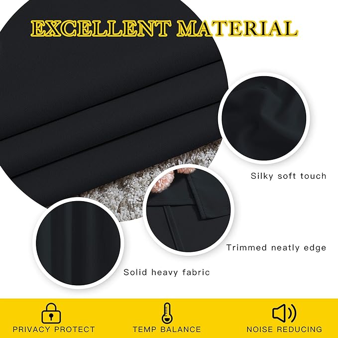 NICETOWN Black Out Bedroom Curtains 72 inches Long, Grommet Blackout Thermal Insulated Window Treatment Room Darkening for Bedroom/Home Office, 2 Panels, W37 x L72