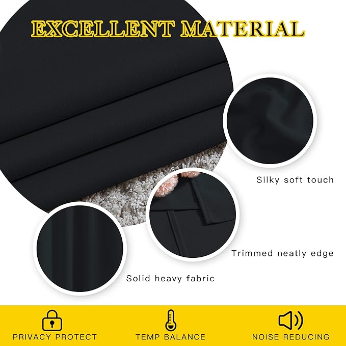 NICETOWN Black Out Curtains 63 inches Long, Grommet Blackout Window Treatment Thermal Insulated Solid Room Darkening Drapes for Bedroom/Kitchen, 2 Panels, W40 x L63