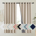 NICETOWN Cream 100% Blackout Linen Curtains 63 inch Long Burg for Kitchen, 1 Pair, 62" Width Each Panel, Farmhouse Thick Completely Blackout Window Treatment Thermal Insulated Drapes