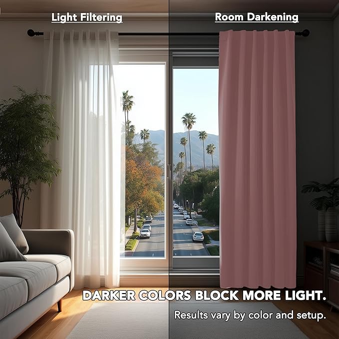 Deconovo Blackout Curtains, Thermal Insulated, W42 x L72 2 Panels, Back Tab, Machine Washable, Room-Darkening Drapes for Bedroom/Living Room Coral Pink