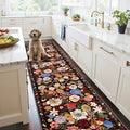 Floral Hallway Runner Black/Brown Carpet Non-Slip, 2x10 Washable Rug Ultra-Thin Soft for Hallways, Kitchen Mat Stain Resistant for Entryway Bathroom (2 x 10, Black/Brown)