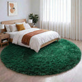 Amdrebio Dark Green Fluffy Round Rugs 5Ft for Bedroom, Thick Floor Circle Rug for Kids, Teens Room Decor, Furry Shag Area Rug for Living Room, Baby Nursery, Dorm, Fuzzy Plush Fur Emerald Green Carpet