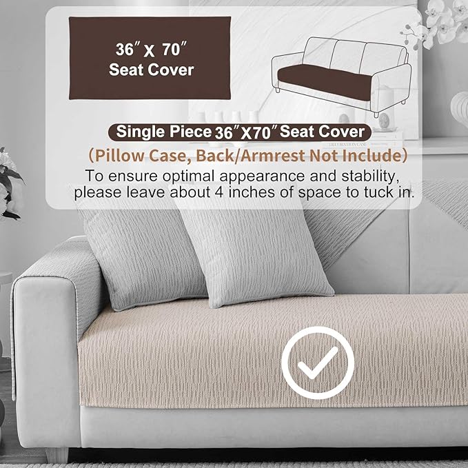 Soft Waterproof Chenille Cover Washable, Non Slip Sectional Sofa Covers for 3 Cushion Couch Sofa L Sharped Sofa Slipcover for Pets, Furniture Protector (1 PCS 36"x70" Coffee)