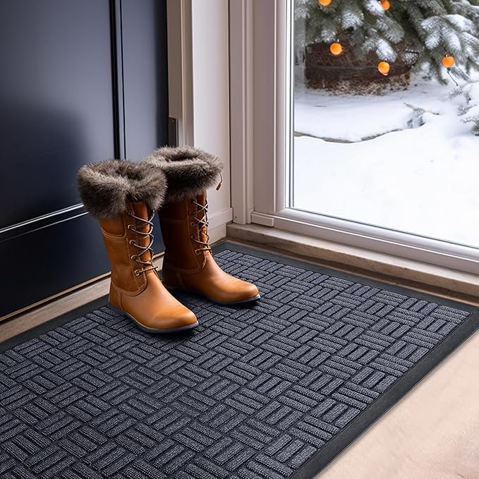 Mibao Front Door Mat, Heavy Duty Durable Welcome Mat for Outdoor Indoor, Dirt Trapper Waterproof Super Absorbent Door Mat for Entryway Outside Patio Porch,73" x 46", Navy